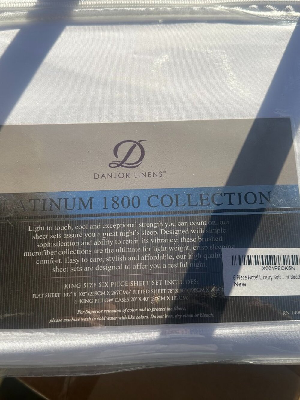 DANJOR LINENS PLATINUM 1800 COLLECTION 6 PC SHEET SET KING WHITE